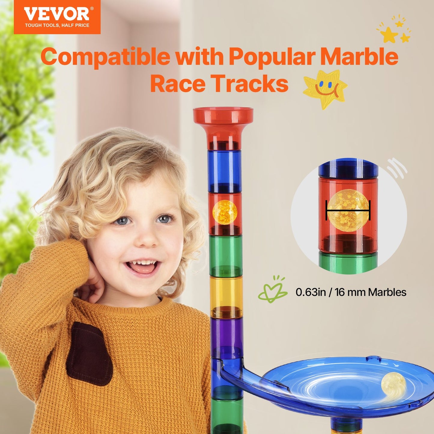 Marble Run Set, 145 Piece Marble Maze Building Block Brain Game, With 5 Glow In The Dark Marbles + 40 Glass Marbles, Educational Learning Race Track STEM Toys, For Kids, Boys, Girls Ages 3