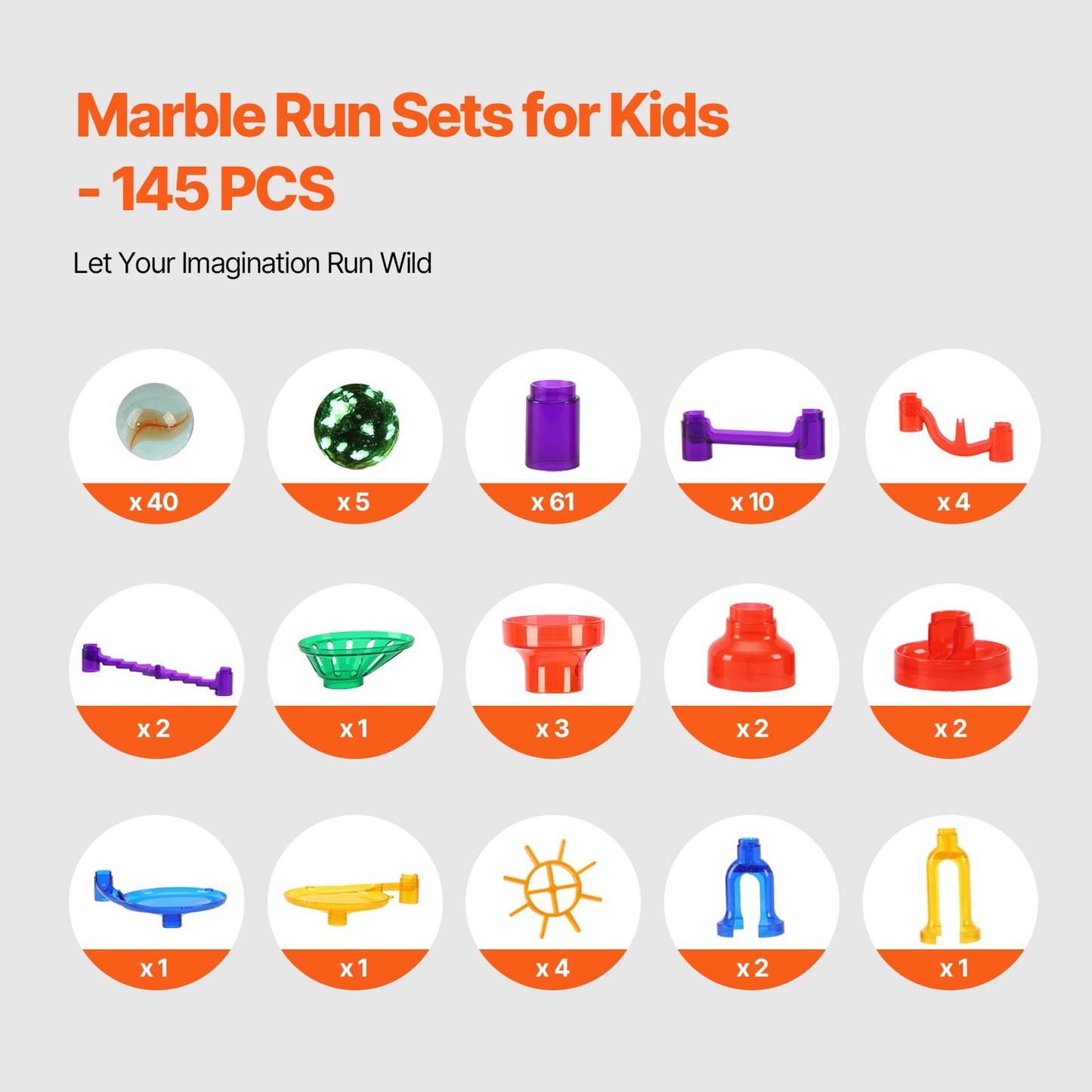 Marble Run Set, 145 Piece Marble Maze Building Block Brain Game, With 5 Glow In The Dark Marbles + 40 Glass Marbles, Educational Learning Race Track STEM Toys, For Kids, Boys, Girls Ages 3